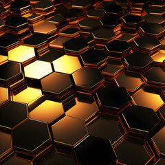 Gold Hexagons on a dark background 