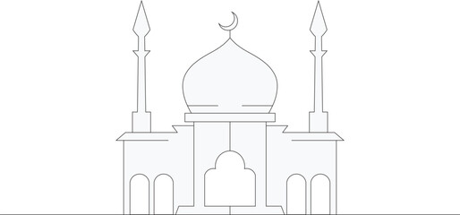 Islamic Mosque line art,  ramadan vector, EPS 10