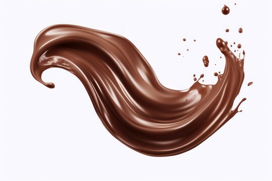  a splash of chocolate in the shape of a wave of chocolate on a white background with clipping path to the top of the wave and bottom of the image.