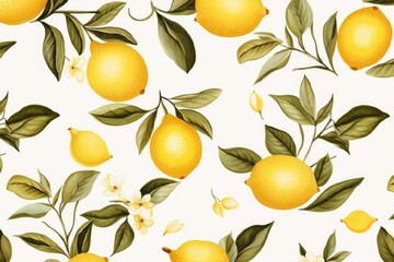 lemon blossoms, lemons on a white background, citrus slices, lemons on a twig, green leaves, lemon juice, yellow fruits