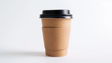 Recyclable takeaway coffee cup on white background