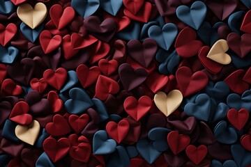  a bunch of red and blue hearts with a gold heart on one side of the heart on the other side of the heart on the other side of the other side of the heart.