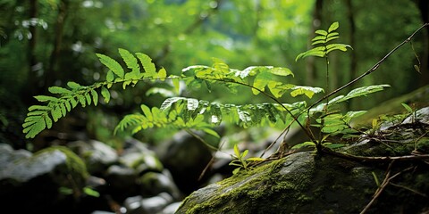 Rare species of tropical plant flourishing in a secluded ecological habitat , concept of Biodiversity conservation