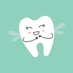 tooth icon vector illustration. Dentist line icon. Tooth shape symbol vector icon. healthy tooth vector icon. Tooth fairy. Concept of medical cabinet, children dentistry.