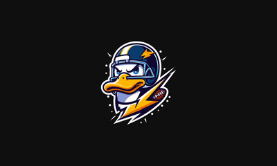 head duck wearing helmet vector logo design