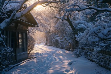 日本の冬の町並み・風景の写真（神社・田舎・都会）