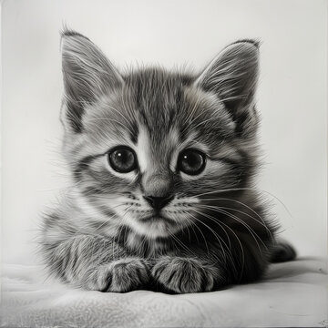아기 고양이 흑백 사진 / black and white photo of baby cat