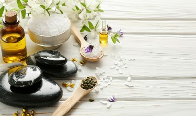 The background of the SPA is white, and the items or objects are arranged flat, with empty space available for text or other elements.