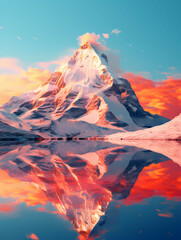 The Highest Mountain In The World Is Mount Qomolangma, A Mountain With A Reflection Of A Lake