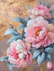  bouquet of pink peony flowers s abstract oil painting style illustration