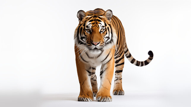 photograph big cat tiger on white background