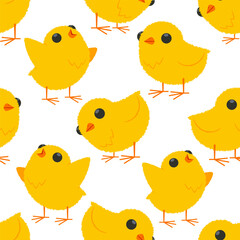 Cute Easter chicks vector cartoon seamless pattern background for wallpaper, wrapping, packing, and backdrop.