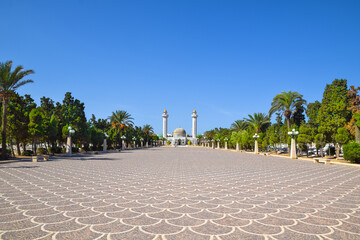 The square leading to the Mausoleum of Habib Bourguib, the first president of Tunisia, in Monastir.