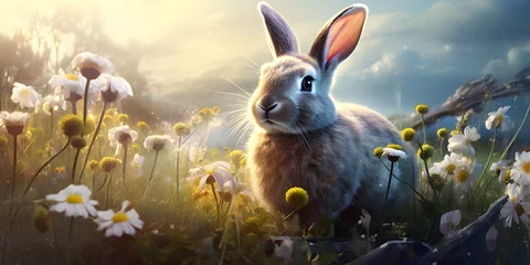 Foto op Aluminium easter bunny in the spring meadow © Ziyan Yang
