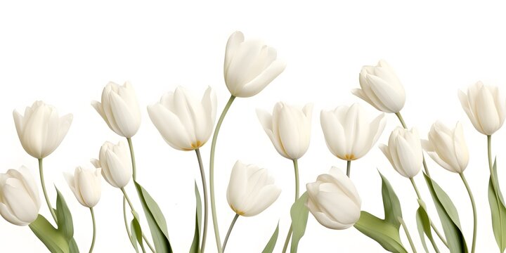 delicate white tulips on a white background