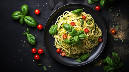 Vegetarian pasta with vegetables - Powered by Adobe