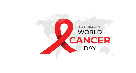 world cancer day, realistic cancer ribbon, 4 February, World Cancer Day with ribbon, important day 