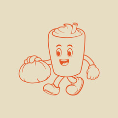 cute mascot of coffee latte with ice cream and cake. mascot icon mascot icon with a happy face.  part 2