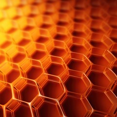  a close up of a bunch of orange hexagonals on a yellow background with a bright light coming from the center of the hexagonal hexagonals.