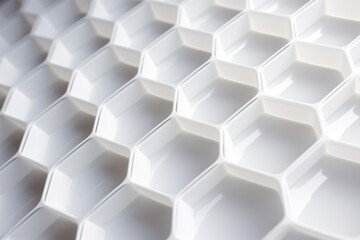 Obraz na płótnie Canvas a close up of a wall made of hexagonal pieces of white color with a pattern of hexagonal cubes in the middle of the middle of the wall.