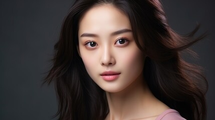 Naklejka premium skincare Asian model for cosmetics advertising or beauty product. 