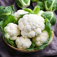 Organic vegetable vegan food cauliflower plant nutrition on table.