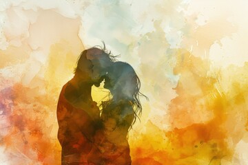 Couple in love, Valentines day background with copy space.