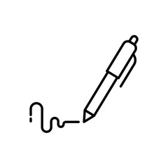 Pen, write icon. Simple outline style. Signature pen, paper, ink, sign, pencil, tool, education concept. Thin line symbol. Vector illustration isolated.