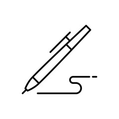 Pen, write icon. Simple outline style. Signature pen, paper, ink, sign, pencil, tool, education concept. Thin line symbol. Vector illustration isolated.