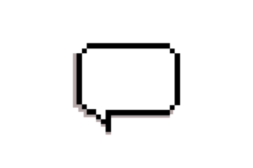 Simple line drawing of a pixel speech bubble.8 bit. PNG