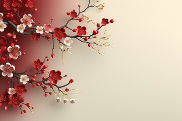 Naklejka premium chinese new year branch chinese cherry background