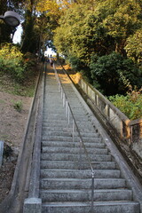 Obraz premium Hundreds of stone stairs at Otokoyama Hill in Himeji, Japan