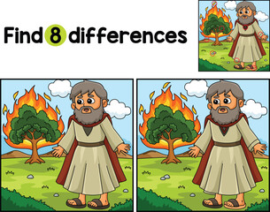 Obraz na płótnie Canvas Christian Moses Burning Bush Find The Differences
