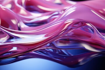  a close up of a liquid substance with a blue and pink liquid swirl in the middle of the image and a black background with a red and white stripe at the bottom of the image.