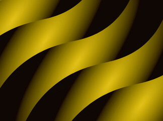 wavy golden yellow abstract background. 3d rendering