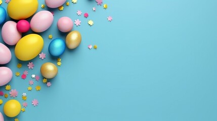 Elegant Easter Decor Concept: Festive White Circle Arrangement, Stylish Minimal Design with Pastel Colors, Creative Table Composition for a Joyful Holiday Celebration.