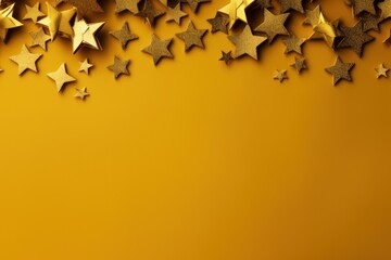  a group of gold stars on a yellow background with space for a text or an image to put on a card or a brochure or brochure.
