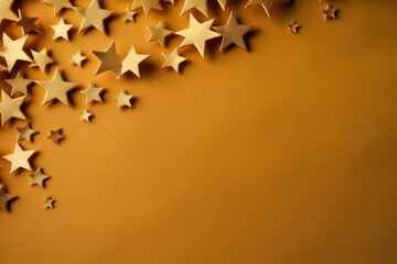  a group of gold stars on a yellow background with a place for a text or an image to put on a card or a brochure or brochure.