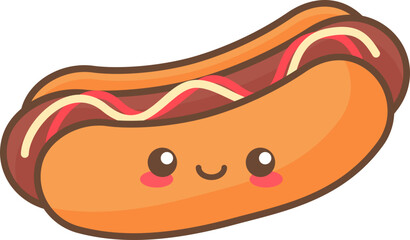Kawaii hot dog cartoon character flat design