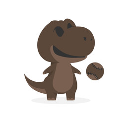Happy cute sweet dinosaur wallpaper white background vector.