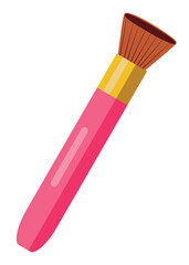 Pink makeup brush for contouring or blush. Hand drawn vector illustration in flat design