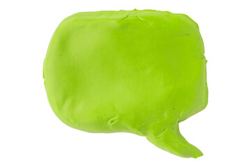 Green speech bubble plasticine isolated on transparent background
