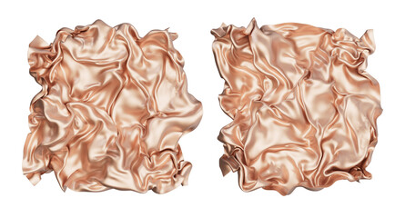 Brushed pink gold. 3D render isolated on transparent background. Metal fabric.