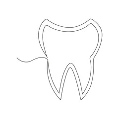 Continuous one line teeth drawing art design
