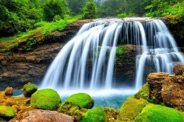 Fototapeta na wymiar Waterfall view background design