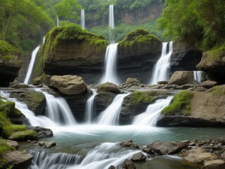 Fototapeta premium Waterfall view background design