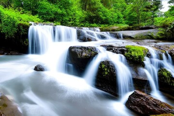 Fototapeta premium Waterfall view background design