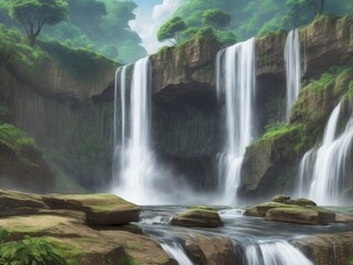 Obraz premium Waterfall view background design
