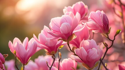 Obraz premium Cherry blossoms bloom in the spring, displaying vibrant colors and exuding a sense of freshness. 