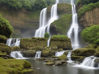 Obraz premium Waterfall view background design